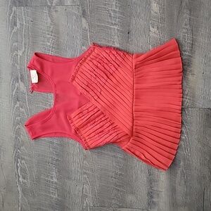 Anthropologie Bright Peach Pleated Top Size XS
